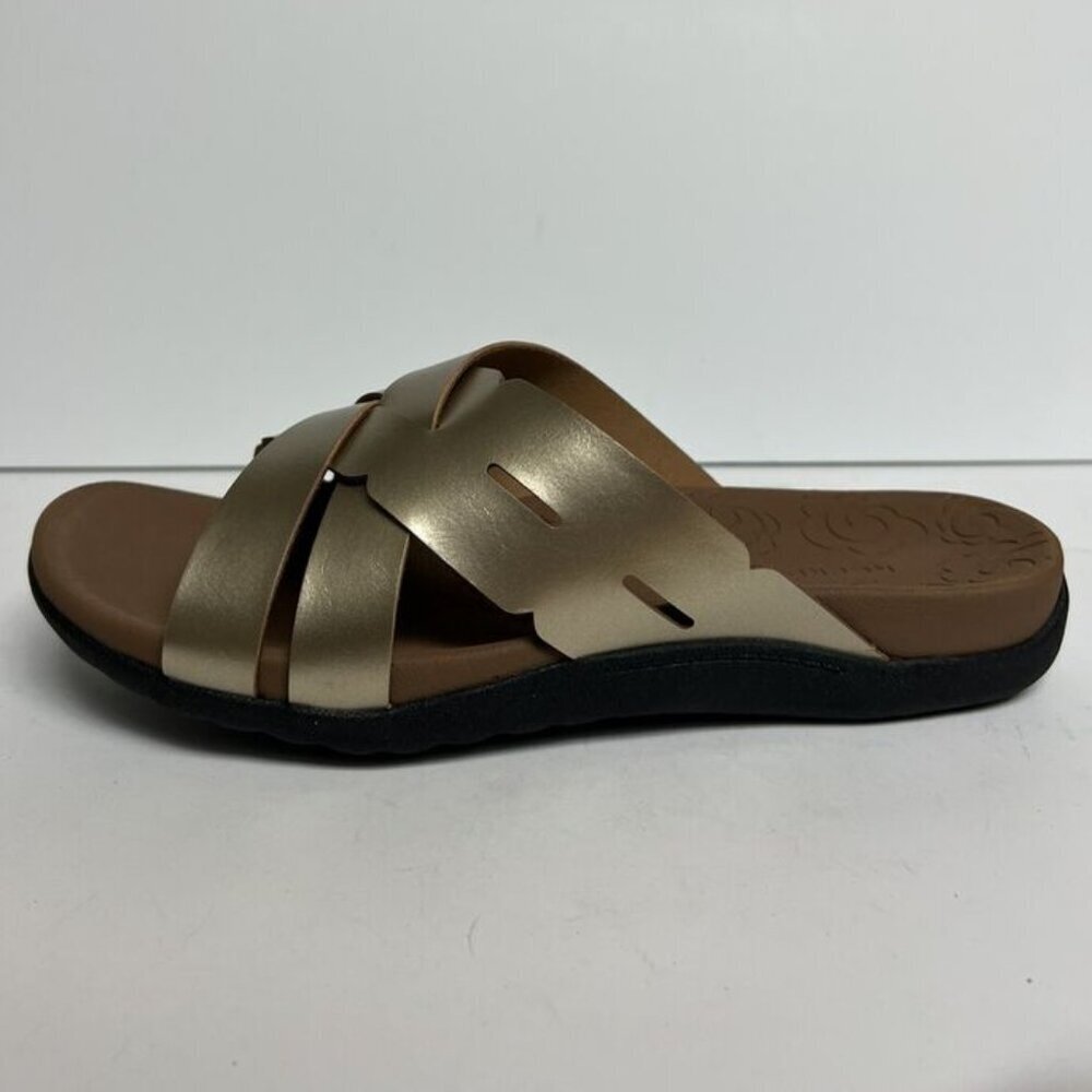 Rockport Women's Ridge Woven Slide Sandal Gold Size 9.5W